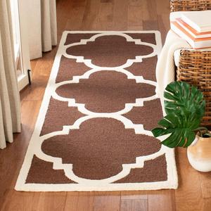 Ковер-дорожка SAFAVIEH, 79 x 305 см, Cambridge Collection Dark Brown / Ivory CAM140H ручной работы марокканский узор премиальная шерсть