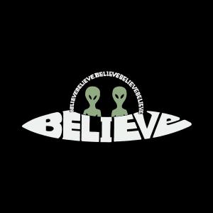 Believe UFO — мужская футболка премиум-класса с текстом Word Art LA Pop Art