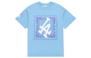 Футболка с втачными рукавами унисекс светло-голубая MLB