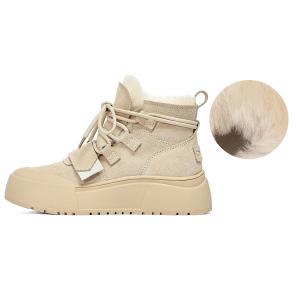 Короткие полусапожки женские бежево-желтые C°BANNER, с абрикосовой флисовой подкладкой