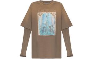 Футболка с рукавом дроп-шилдер женская коричневая Acne Studios