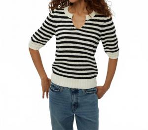 Rosanna свитер с полосками и пышными рукавами в черном цвете Michael Stars