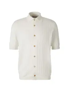 Рубашка в рубчик на пуговицах Brunello Cucinelli, бежевый