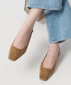 Замшевые сандалии с открытой пяткой United Arrows, цвет Md. Brown