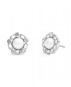 Серьги-гвоздики Faux Stone Signature Heritage с культивированным жемчугом COACH, Pearl, Rhodium