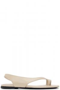 Бежевые кожаные вьетнамки с наплаком TOTEME