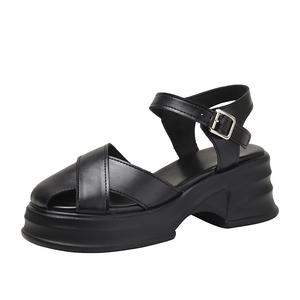 TATAYA Черные женские туфли на платформе с массивным каблуком 6 см, цвет Black