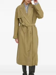 Пальто со строчкой и поясом Ps Paul Smith, зеленый