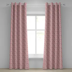 Шторы ABAKUHAUS Coral с люверсами, винтажный узор с розами, классическая женственная композиция, декоративные двухпанельные шторы, 280 см x 260 см, цвет темно-коралловый, кокос Abakuhaus