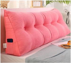 Большая клиновидная подушка для изголовья кровати, треугольная подушка для чтения, большая подушка-клин для спины с чехлом, который можно стирать в машинке, большая подушка для поддержки спины (Цвет: розовый, Размер: 80 см/31,5 дюйма) COZMAX, Pink
