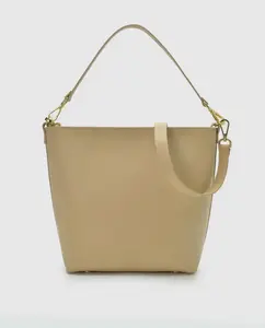 Многопозиционная сумка через плечо из бежевой кожи Leandra