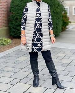 Длинный серебристый стеганый жилет Lulu-B, серебряный