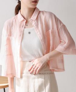 Прозрачная короткая блузка-рубашка