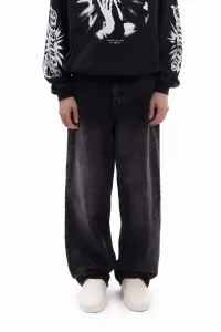 Джинсы унисекс свободного кроя "жесткий цветок" Favela, Black Wash