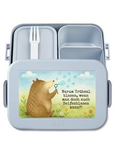 Mr. & Mrs. Panda Коробка из-под еды в виде медведя, мыльные пузыри с надписью, пастельно-голубой цвет