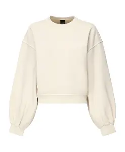 Бежевый хлопковый свитер, свободный крой, длинные рукава. Pinko, бежевый