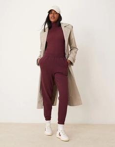 Джоггеры с манжетами бордового цвета New Look