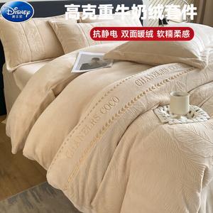 Disney Комплект постельного белья 1,8 м, 4 предмета, пододеяльник 200x230 см, какао, плотный молочный вельвет