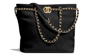 CHANEL Сумка-шоппер из коровьей кожи, шоппер, женская маленькая сумка через плечо, черная