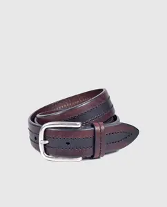 Кожаный ремень с никелевой пряжкой Olimpo, коричневый