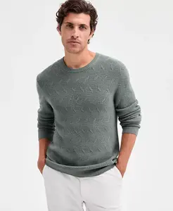 Мужской свитер с длинным рукавом Basket Weave Crewneck Alfani, зеленый