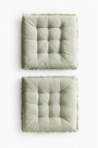Подушка на стул H&M Chair Containing Linen, 38x38 см, 2 штуки, хаки