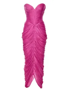 Асимметричное платье без бретелек с драпировкой Ana Radu, розовый