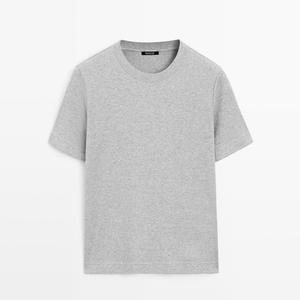 Футболка Massimo Dutti 100% Cotton Interlock Crew Neck, светло-серый