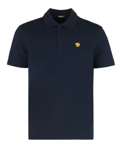 Поло с вышитой Медузой Versace, синий