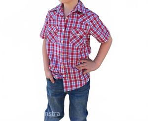 Мужская молодежная рубашка с металлическими застежками в красную клетку American Farm Company