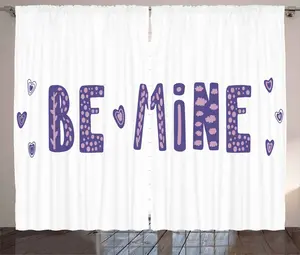 Штора ABAKUHAUS в деревенском стиле с цитатой, типографским текстом и сердечками, присборенная тесьма для спальни с петлями и крючками, 280 x 225 см, фиолетовый и темно-фиолетовый Abakuhaus