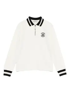 Рубашка поло на молнии с нашивкой-логотипом Golden Goose Kids, белый