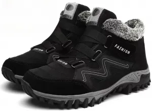 Мужские зимние сапоги для снега, водостойкие, теплые, с меховой подкладкой, противоскользящие, рабочие, до щиколотки, повседневные, легкие, для походов и треккинга на открытом воздухе Qacksv, черный