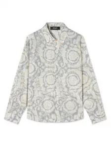 Рубашка с принтом Barocco Versace Kids, серый