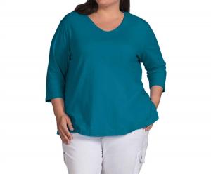 Футболка с V-образным вырезом с рукавом 3/4 — Plus In Ocean Depths On The Plus Side