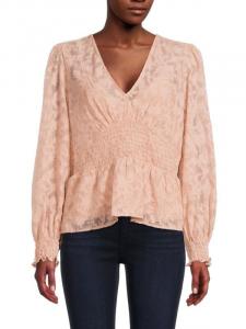 Топ-крестьянка Bcbgmaxazria плетеный с цветочным принтом, розовый