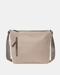 Темно-синий нейлоновый хобо с молнией Mandarina Duck, светло-коричневый