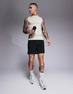 Быстросохнущие тренировочные шорты Icon шириной 5 дюймов с карманами на молнии черного цвета ASOS 4505