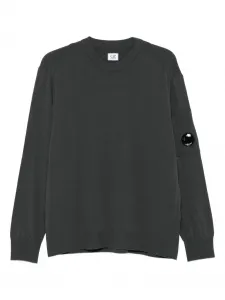 Джемпер с круглым вырезом и отделкой на воротнике C.P. Company, серый