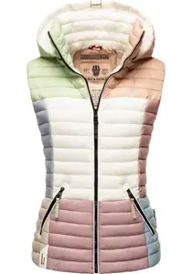 Стеганый жилет Navahoo "Shadaa Multikulti", женский жилет без рукавов в стиле колор-блок с капюшоном, цвет Pastel