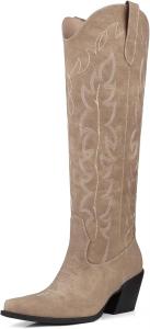 Женские ковбойские сапоги до колена с широким голенью, со стразами, острым носком, массивным каблуком, вышивкой и блестками, с боковой молнией, размер 6-11 DANAZANA, & Brown-S