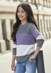 KangaROOS вязаный свитер "Ringelpullover" с логотипом на рукаве, цвет Lila Geringelt