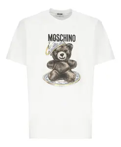 Белая футболка с принтом в виде плюшевого мишки. Moschino, белый