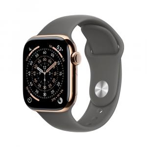 Умные часы Apple Watch Series 11 (GPS+Cellular), 42 мм, Gold Titanium Case/Stone Gray Sport Band - M/L