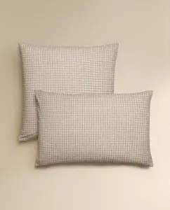 Наволочка Zara Home Check Flannel, 45 х 110 см, светло-серый