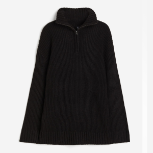 Свитер H&M Oversized Half-zip, черный