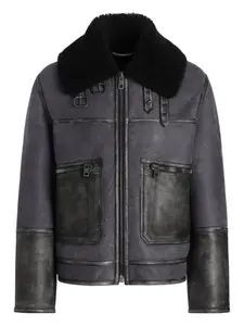 Кожаная куртка на молнии DOLCE & GABBANA, серый