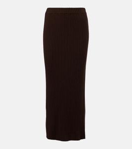Риб-кашемировая макси-юбка Jardin des Orangers, темно-коричневый