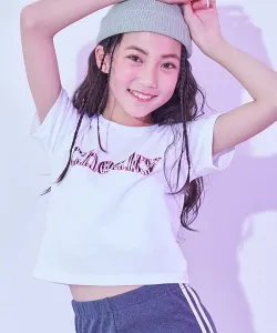 Укороченная футболка с коротким рукавом для девочек, топы, весна-лето 2025 Devirock, цвет 002-Logo-White