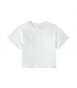 Футболка из хлопкового джерси с логотипом Chloé Kids, Milky Green